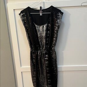 Vanity Black and Silver Sequin Mini Dress